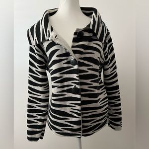 Chico’s Zebra Print Knit Button Jacket Size L